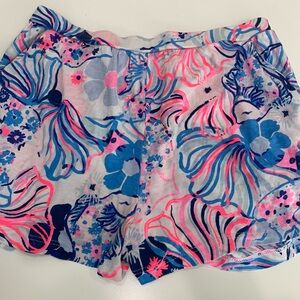Lilly Pulitzer Floral girls  Shorts - Blue and Pink size L 8-10 preppy